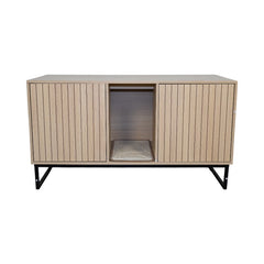 Modern Wooden Cat House with Scratching Mat - 47.64" x 21.46" x 25.98", 76.4 lbs