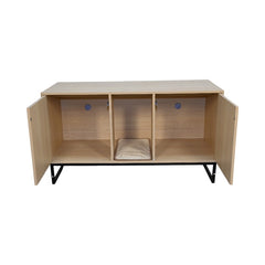 Modern Wooden Cat House with Scratching Mat - 47.64" x 21.46" x 25.98", 76.4 lbs