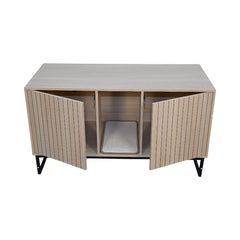 Modern Wooden Cat House with Scratching Mat - 47.64" x 21.46" x 25.98", 76.4 lbs