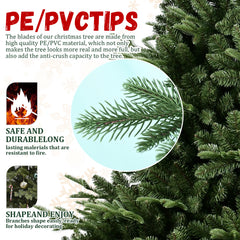 Full-Shaped 7FT Christmas Tree with 2257 Tips – PE/PVC Mixed Needles, Wide Base for Large Spaces, Hinged Structure for Easy Setup, Metal Stand for Strong Support*