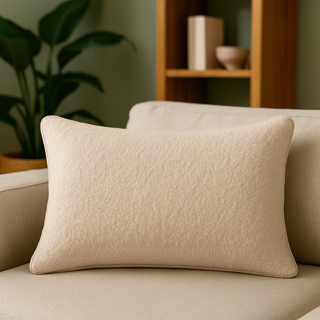 Homey COZY Textured Throw Pillow – Soft Ivory for Clean, Minimal Interiors