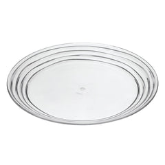 Designer Swirl 12" Acrylic Dinner Plates Set of 4, Crystal Clear Plastic Plates Reusable, Unbreakable Kitchen Plates for All Occasions BPA Free Dishwasher Safe