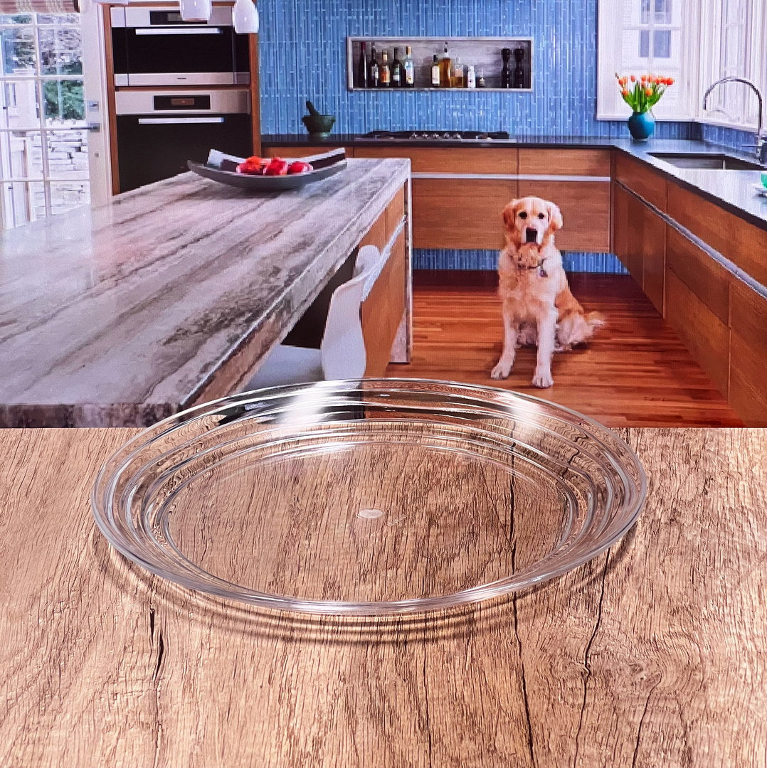 Designer Swirl 12" Acrylic Dinner Plates Set of 4, Crystal Clear Plastic Plates Reusable, Unbreakable Kitchen Plates for All Occasions BPA Free Dishwasher Safe
