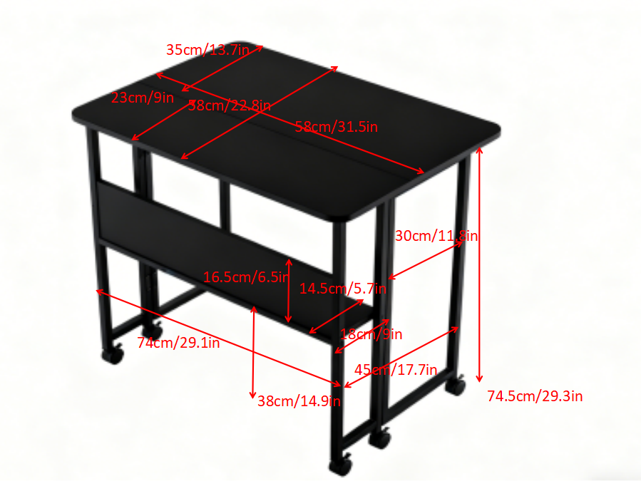 Folding Desk Small Foldable Desk for Small Space, 31.5 Inches Writing Computer Desk in Study, Home Office Foldable Office Desk for Bedroom 80*58,black