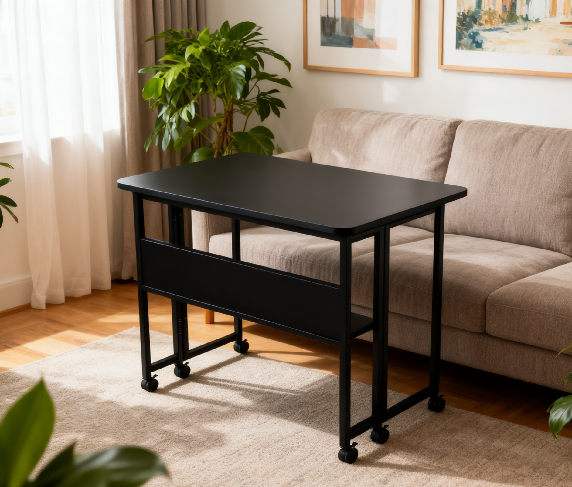 Folding Desk Small Foldable Desk for Small Space, 31.5 Inches Writing Computer Desk in Study, Home Office Foldable Office Desk for Bedroom 80*58,black