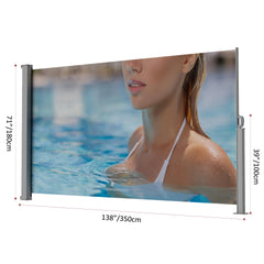 71"x138" Retractable Side Awning, Semi-transparent with UV printing,UPF50+, Ideal for blocking dust,sunshine and wind, Creating private space for garden,balcony and swimming pool.