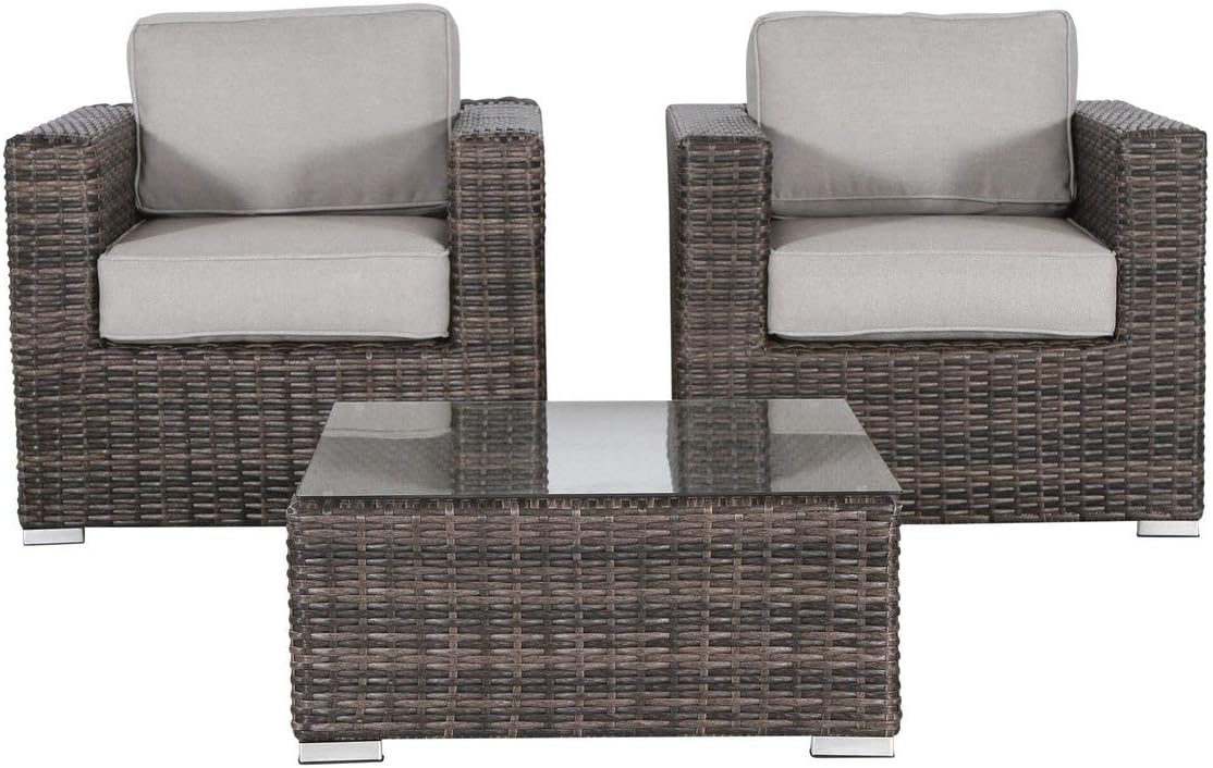 LSI 3-Piece Wicker Rattan Patio Sofa Set – Resort-Grade Outdoor Seating with Cushioned Comfort