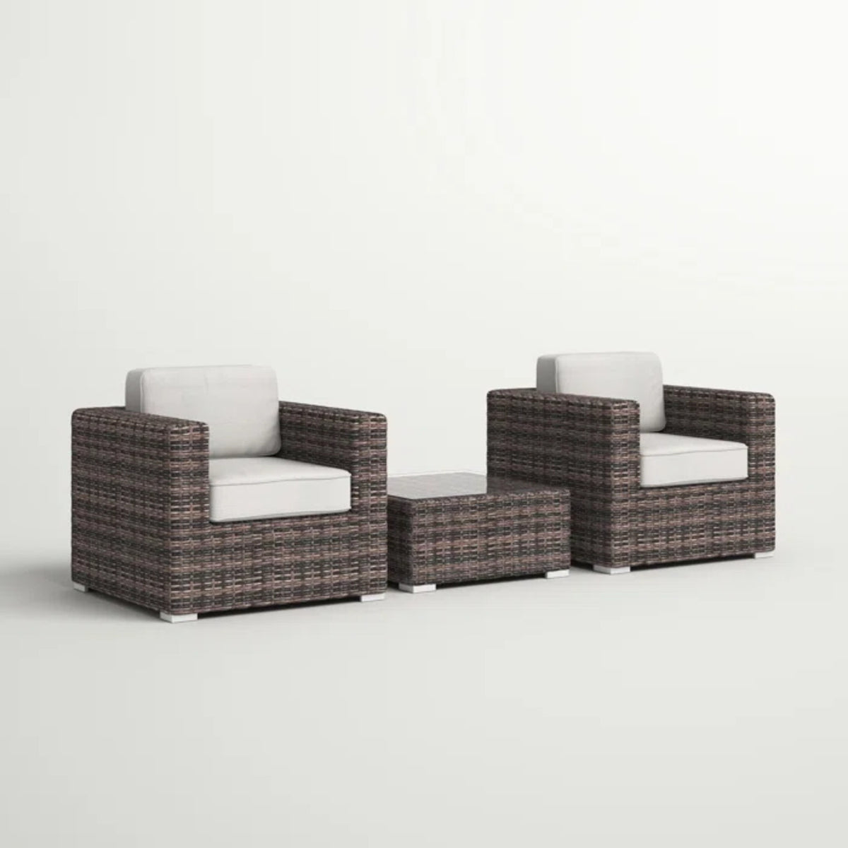 Fully Assembled 2-Person Rattan Wicker Seating Set with Cushions