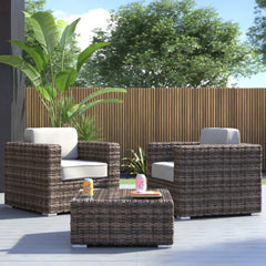 Fully Assembled 2-Person Rattan Wicker Seating Set with Cushions