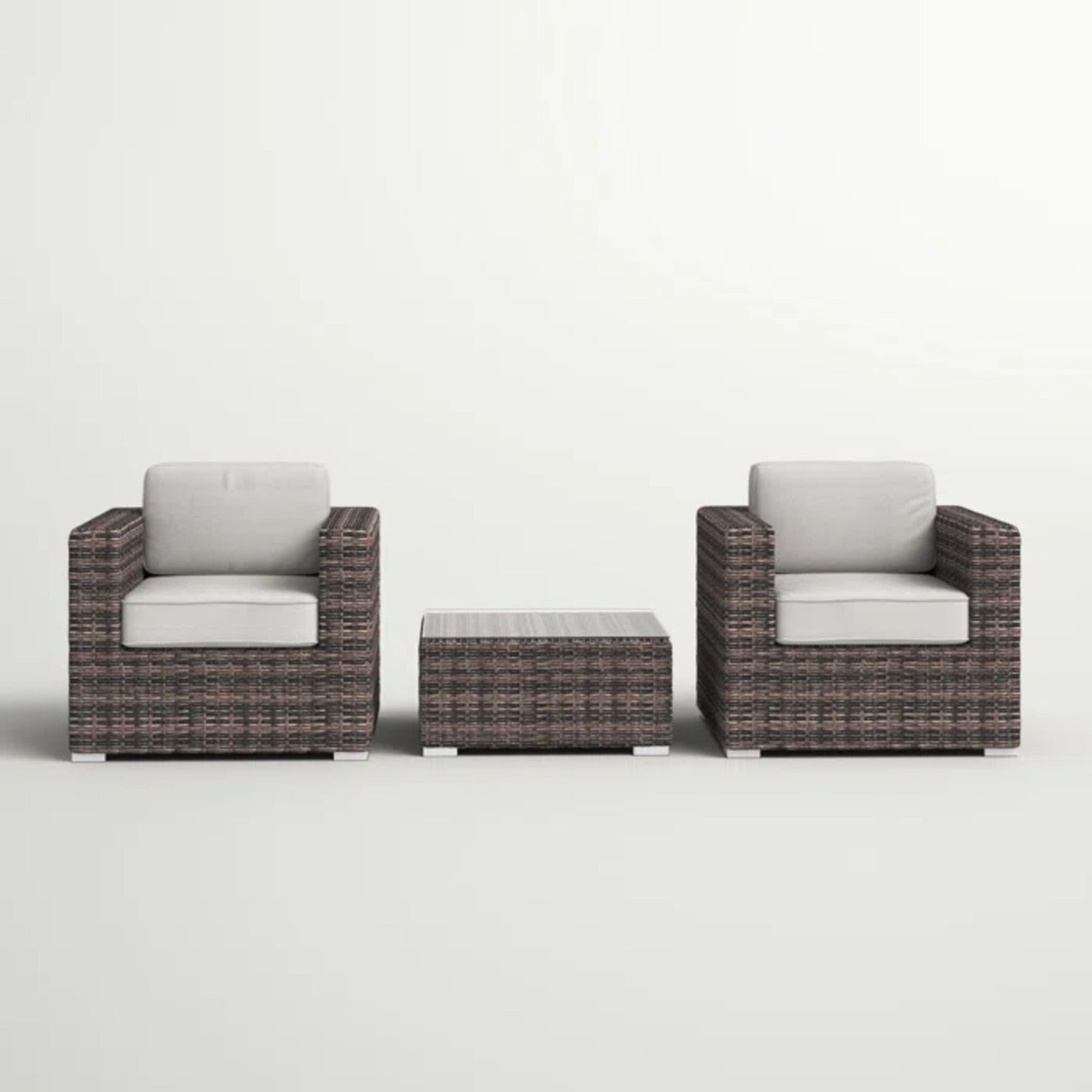 Fully Assembled 2-Person Rattan Wicker Seating Set with Cushions