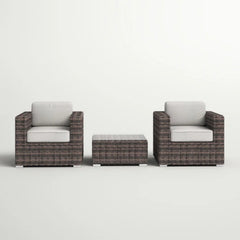 Fully Assembled 2-Person Rattan Wicker Seating Set with Cushions
