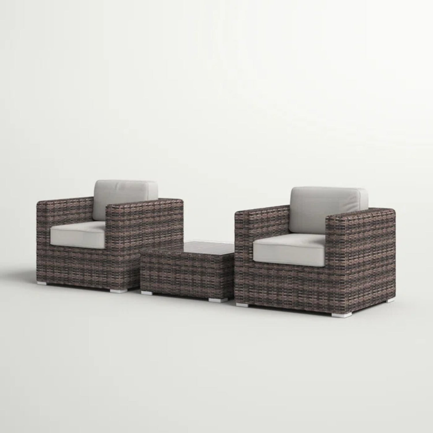Fully Assembled 2-Person Rattan Wicker Seating Set with Cushions