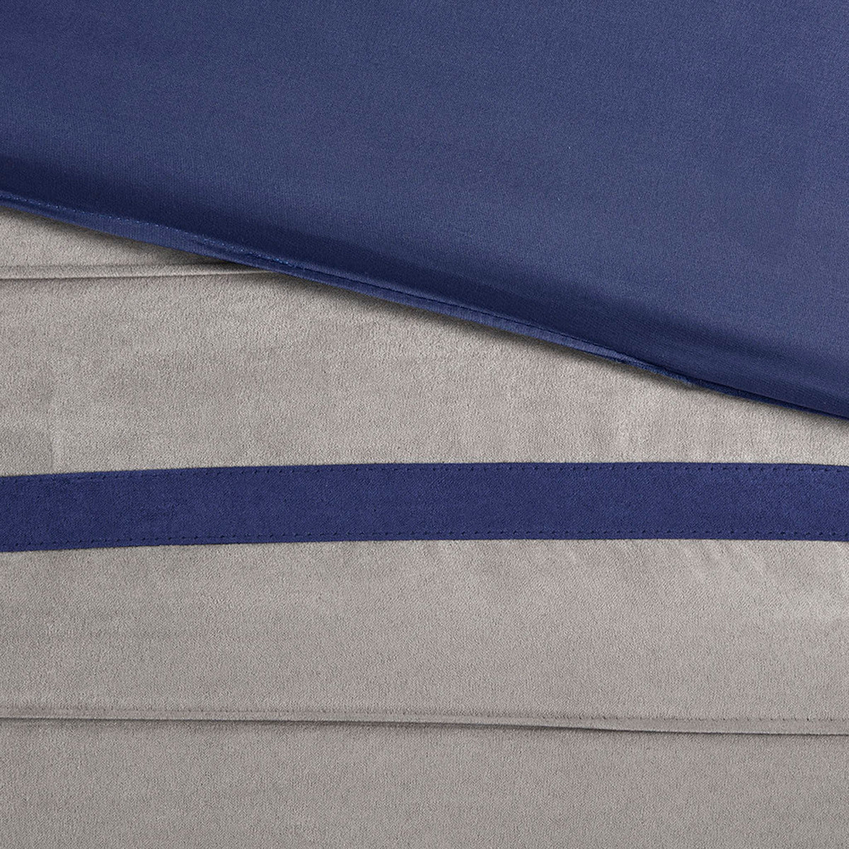 7 PC Pieced Faux Suede Comforter Set Blue Cal King