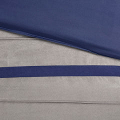 7 PC Pieced Faux Suede Comforter Set Blue Cal King