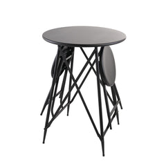 60.83x24x32.3" Black Stowable Side Table and Two Seats