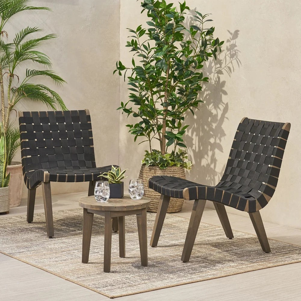 Outdoor 3-Piece Wood Patio Seating Set