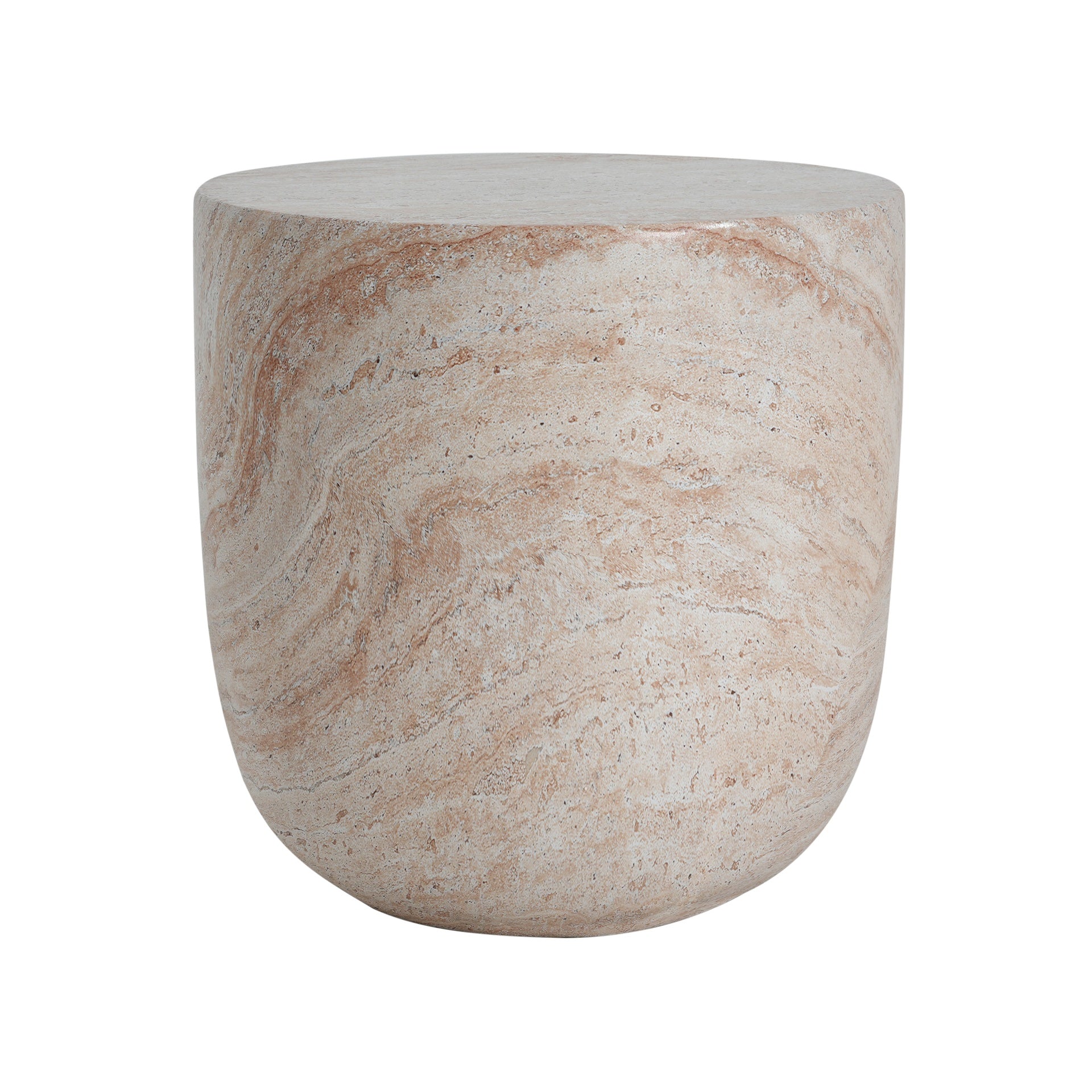 Outdoor/Indoor Lightweight Concrete Side Table,Travertine Finish