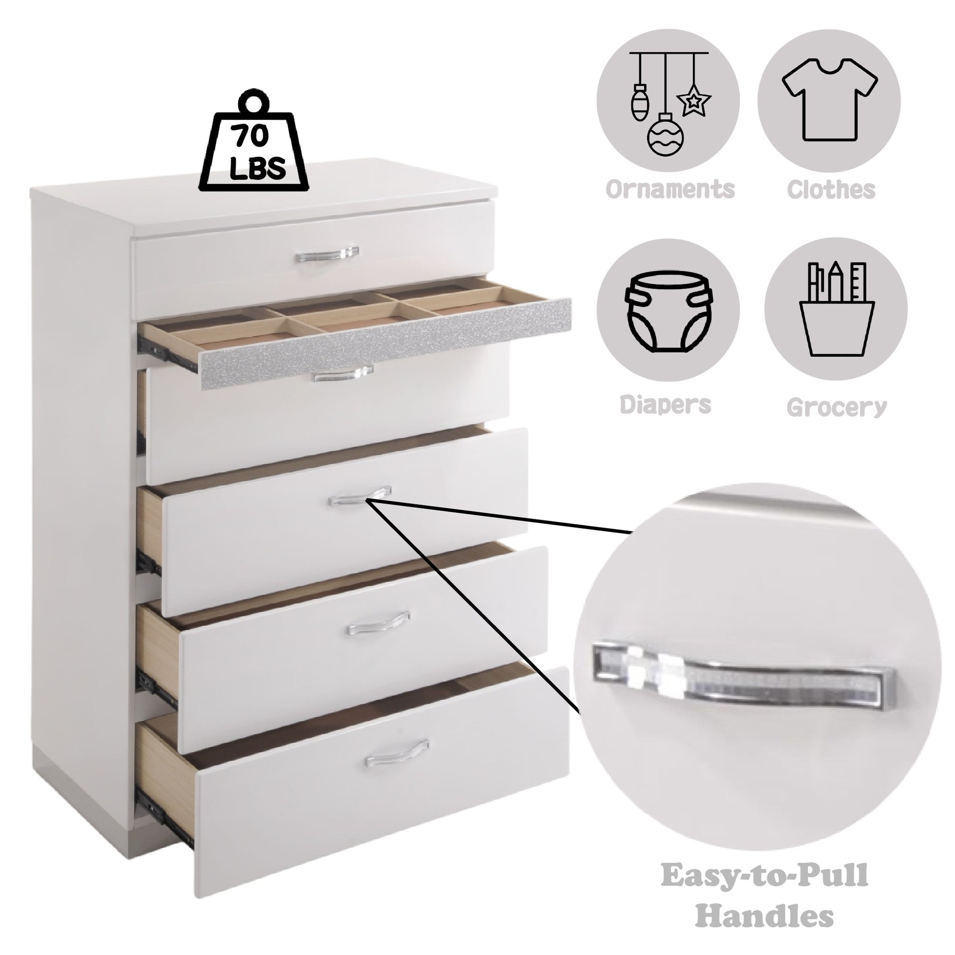 Naima II White High Gloss Finish Chest