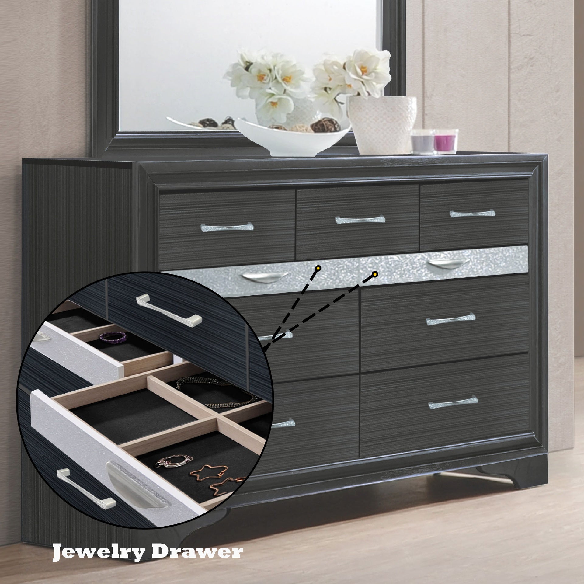 Naima Black Finish Dresser