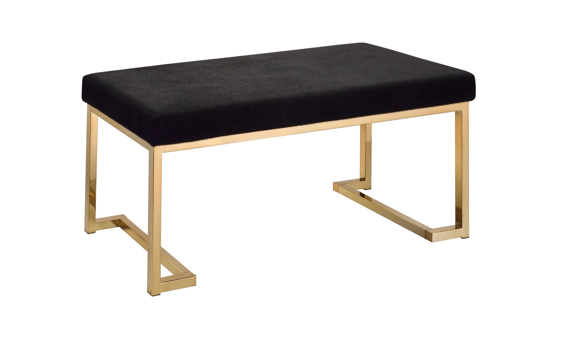 Boice Black Fabric & Champagne Finish Bench