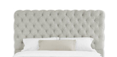 1pc Contemporary Upholstered Queen Bed Tufted Headboard and Footboard Bedroom Furniture Dove Gray