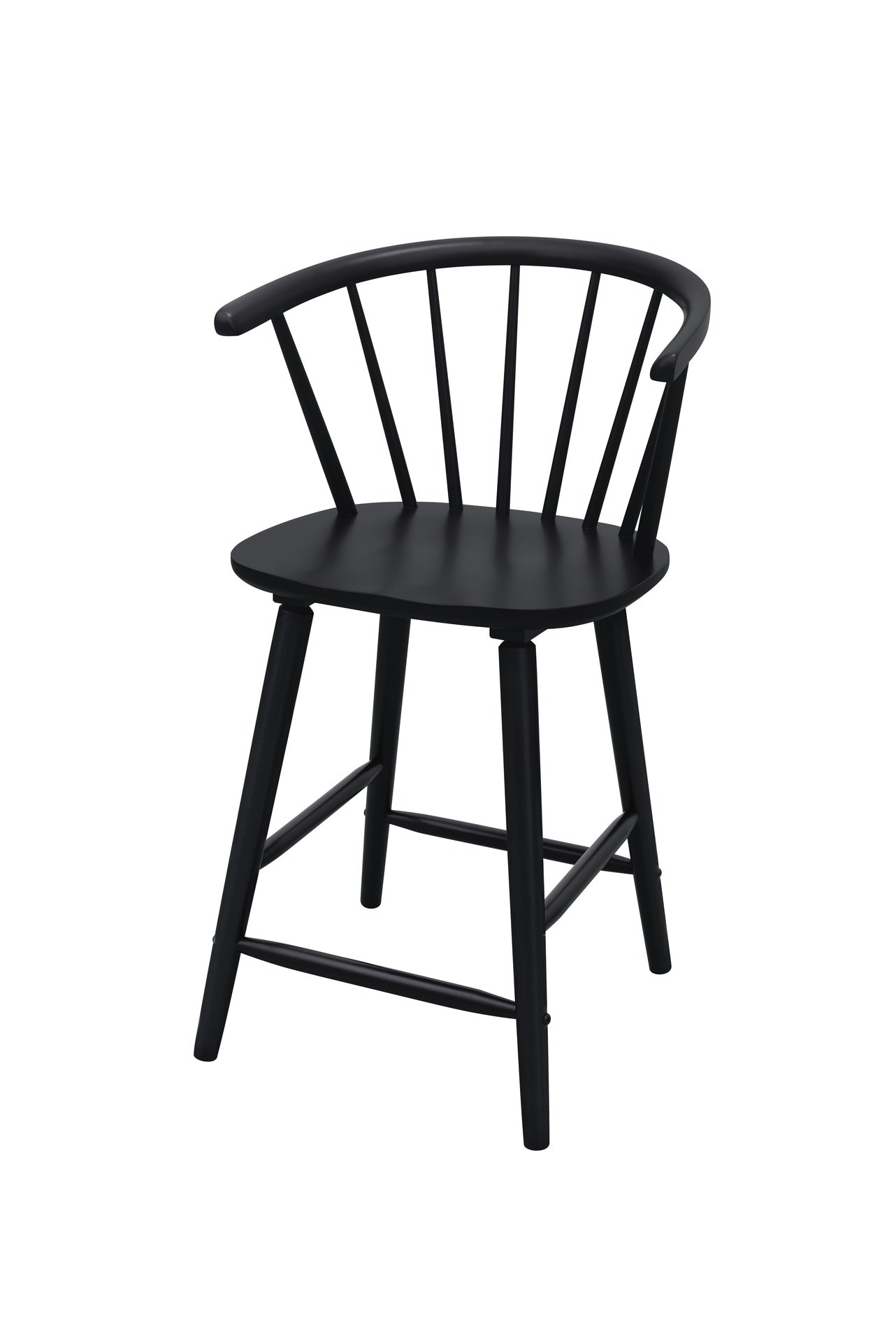 2pc Black Contemporary Counter Height Stool Chair Spindle Back Wooden Kitchen Dining Room Furniture