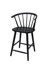 2pc Black Contemporary Counter Height Stool Chair Spindle Back Wooden Kitchen Dining Room Furniture