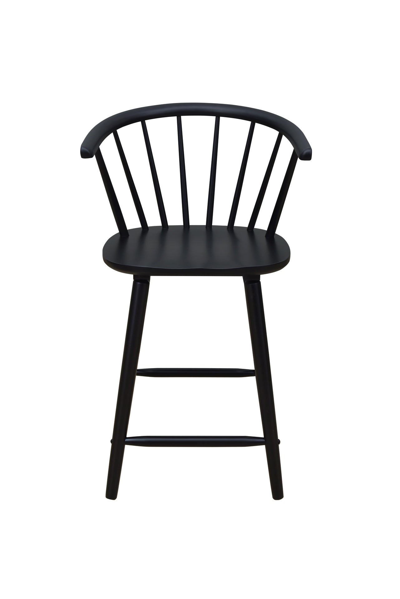 2pc Black Contemporary Counter Height Stool Chair Spindle Back Wooden Kitchen Dining Room Furniture