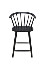 2pc Black Contemporary Counter Height Stool Chair Spindle Back Wooden Kitchen Dining Room Furniture