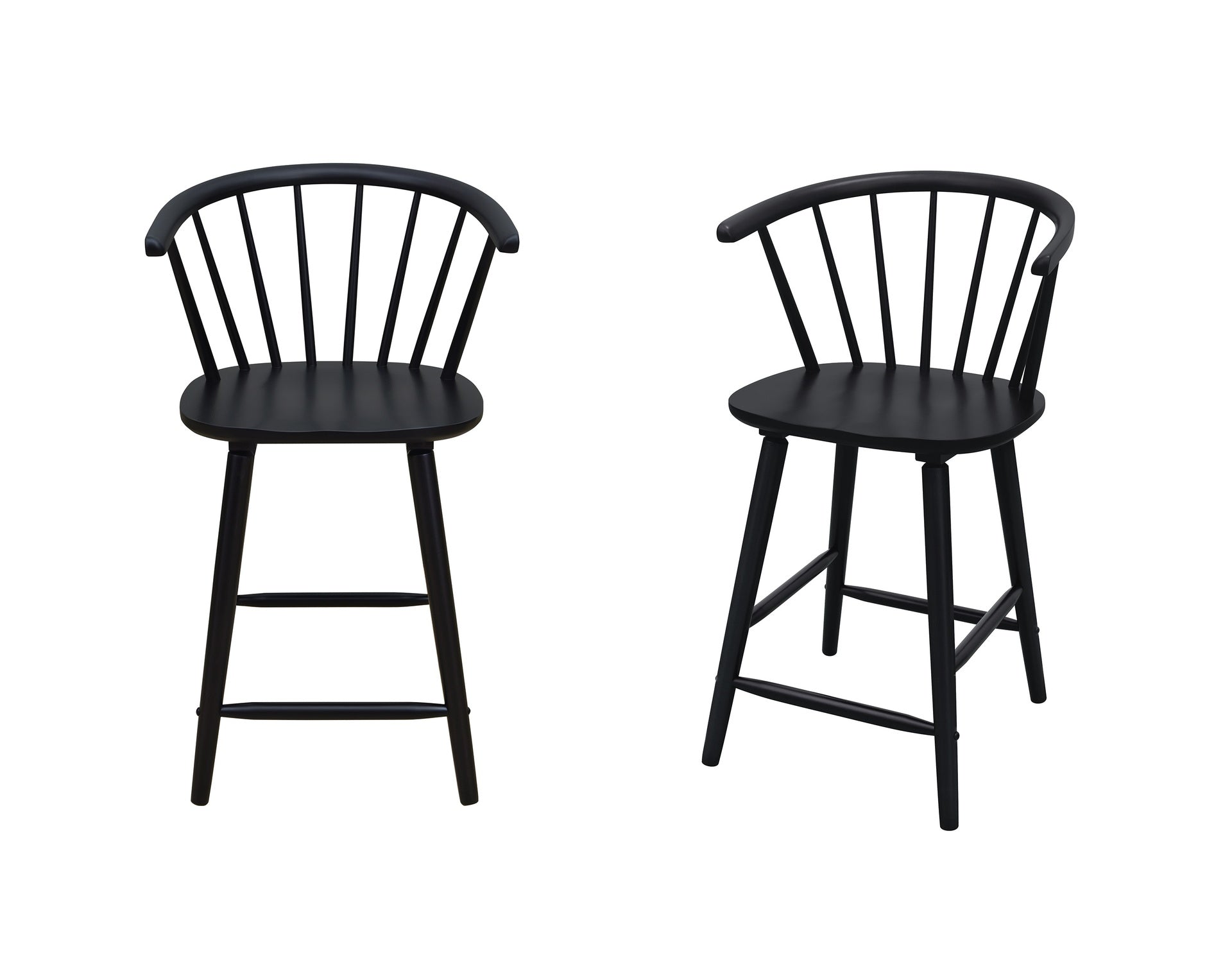 2pc Black Contemporary Counter Height Stool Chair Spindle Back Wooden Kitchen Dining Room Furniture