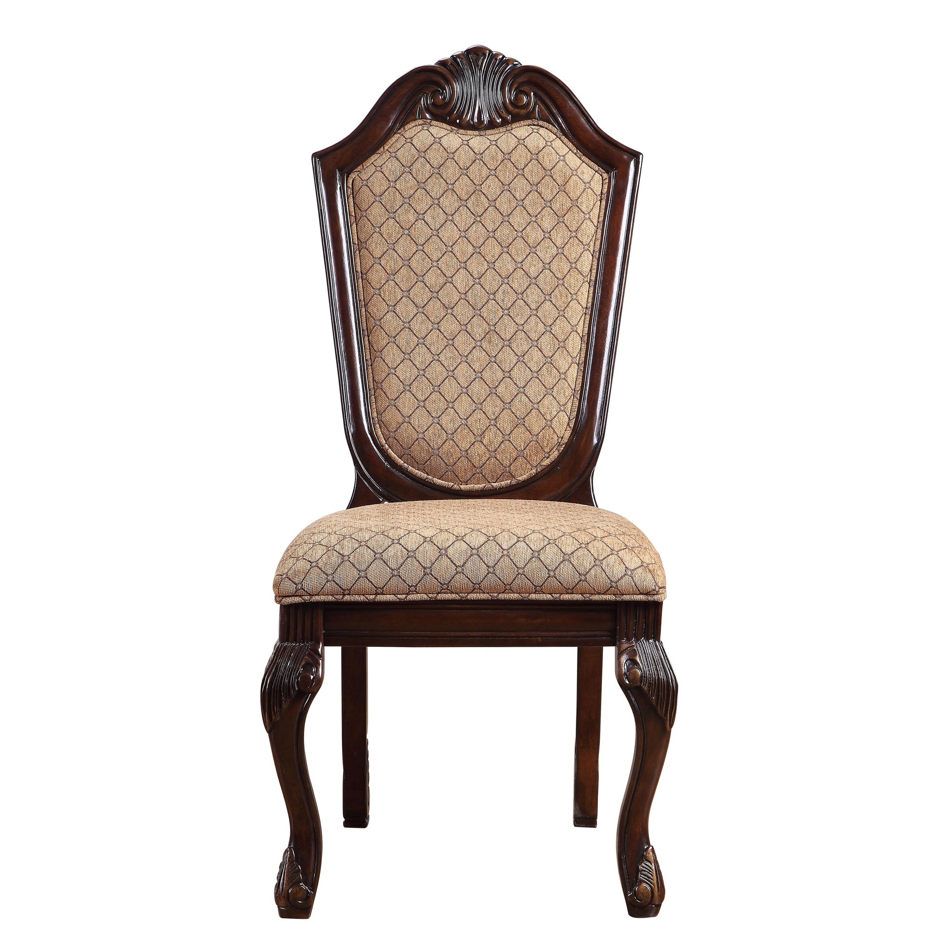 Beige and Espresso Solid Back Side Chairs (Set of 2)
