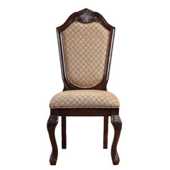 Beige and Espresso Solid Back Side Chairs (Set of 2)