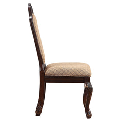 Beige and Espresso Solid Back Side Chairs (Set of 2)