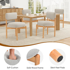 Modern Wooden Blended Linen Gray Dining Chair (Set of 2)