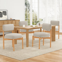 Modern Wooden Blended Linen Gray Dining Chair (Set of 2)
