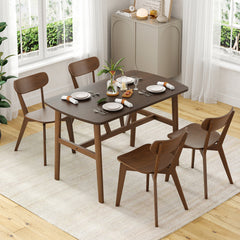 Dining Table for 4-6 Person, Rectangular Wood Kitchen Table, Modern Dinner Table with Sturdy Metal Frame for Dining Room, Kitchen, 47.2 inch, Dark Walnut