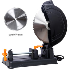 15-Amp Heavy Duty 14 Inch Metal Cutting Chop Saw W/ 2x14 Inch Carbide-Tipped Blade Premium Multi-Material Cut-Off Chop Saw with Carbide-Tipped Metal-Cutting Saw Blade,ETL certificate.