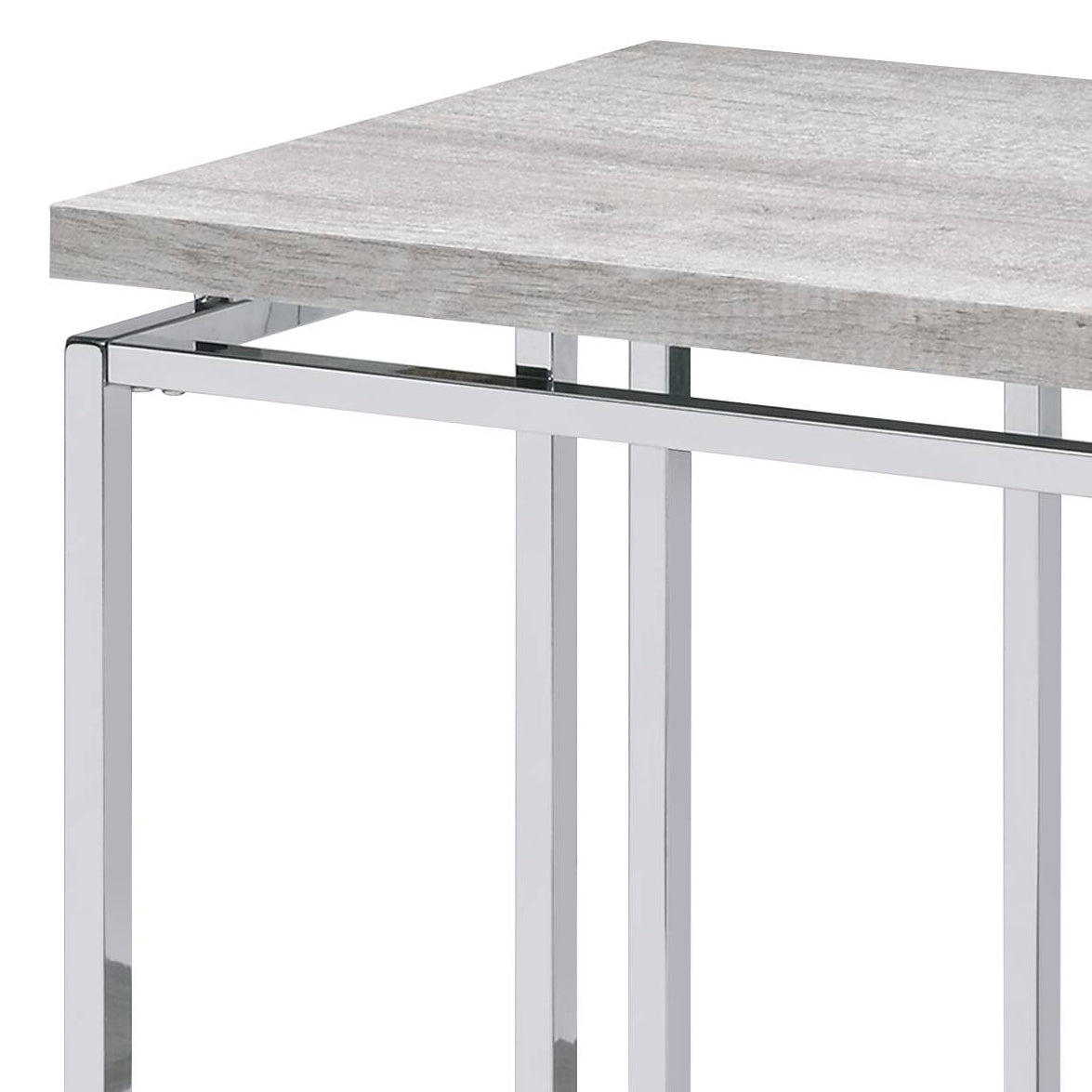 Modern Contemporary Sofa Table Natural Oak Living Room Furniture 1pc Chrome Finish Frame Console Table