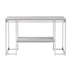 Modern Contemporary Sofa Table Natural Oak Living Room Furniture 1pc Chrome Finish Frame Console Table