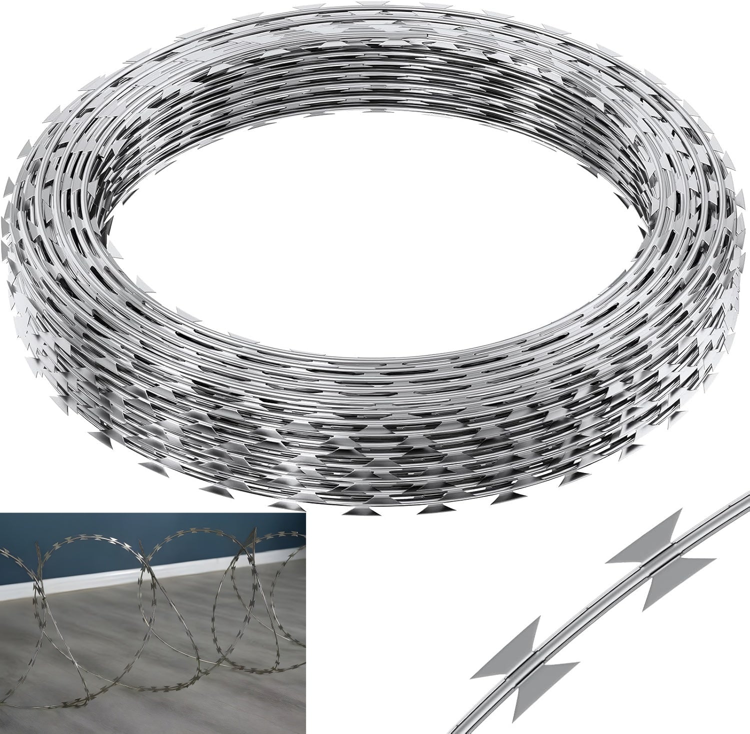 [Double Line] Barbed wire fence, 50-foot barbed wire fence, 1 roll barbed wire fence, barbed wire fence, galvanized barbed wire fence, barbed wire fence roll for garden