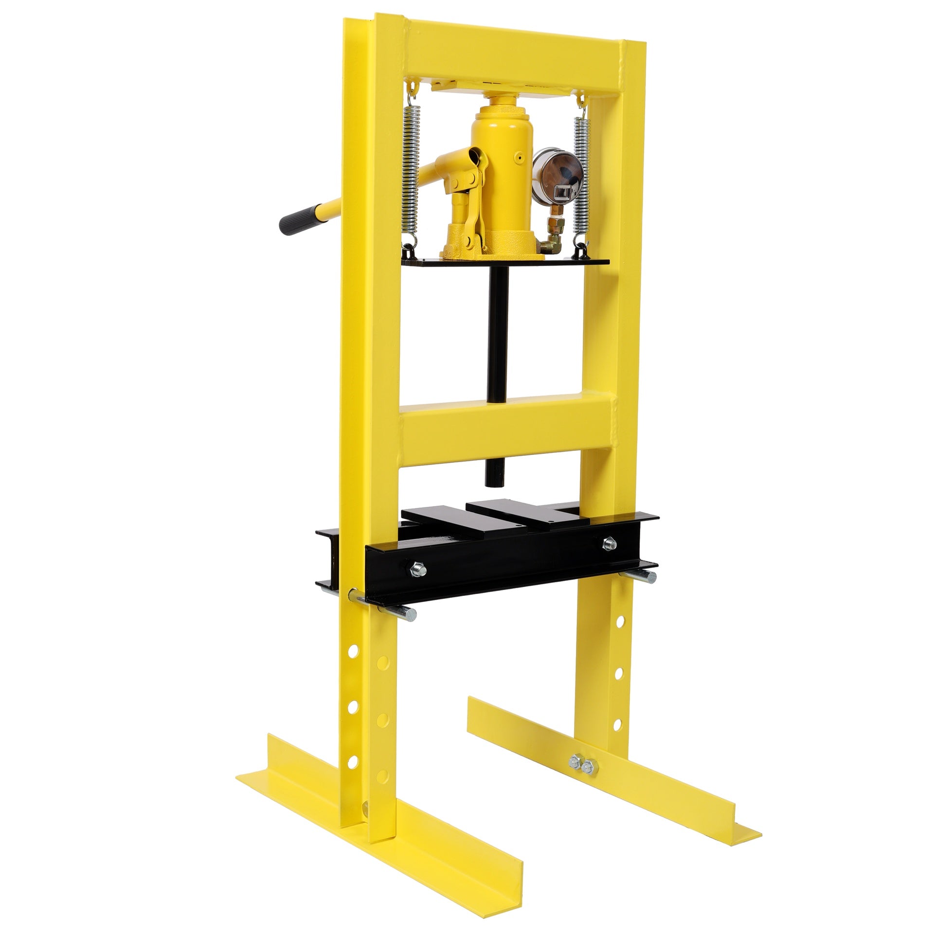6Ton Bottle Jack Shop Press with Gauge, Bend, Straighten, or Press Parts, Install Bearings, U-Joints, Bushings, Ball Joints, and Pulleys,Yellow