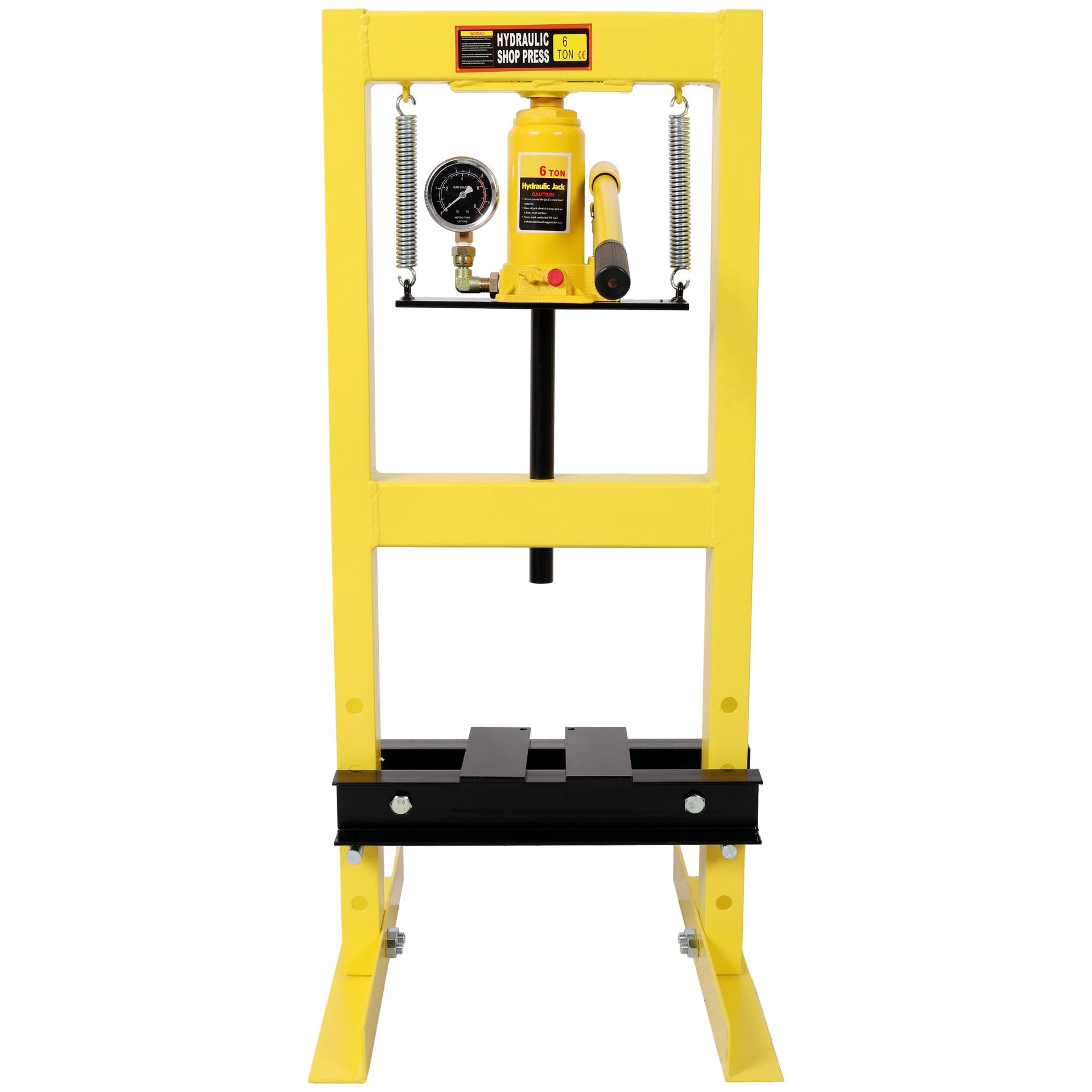 6Ton Bottle Jack Shop Press with Gauge, Bend, Straighten, or Press Parts, Install Bearings, U-Joints, Bushings, Ball Joints, and Pulleys,Yellow