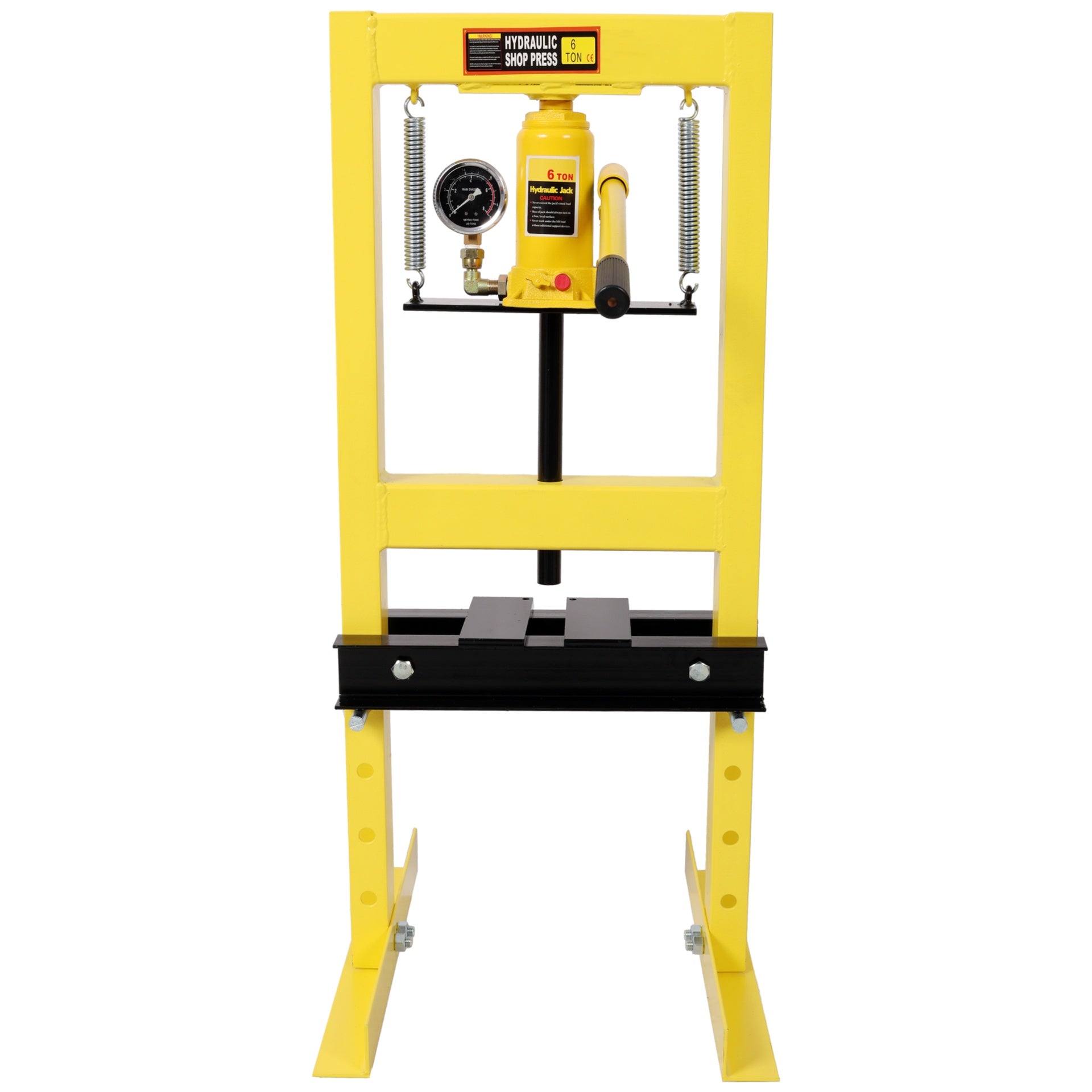 6Ton Bottle Jack Shop Press with Gauge, Bend, Straighten, or Press Parts, Install Bearings, U-Joints, Bushings, Ball Joints, and Pulleys,Yellow