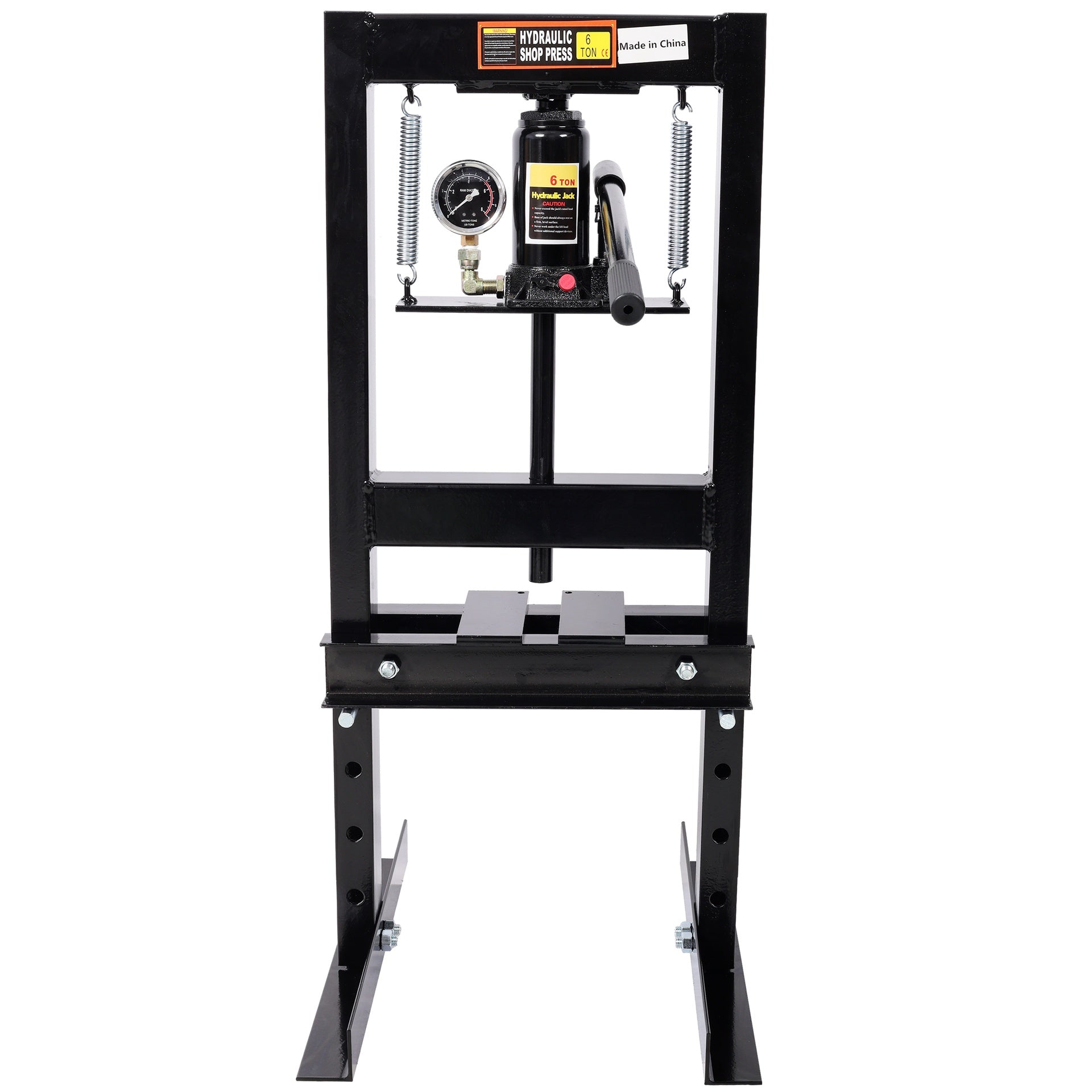 6Ton Bottle Jack Shop Press with Gauge, Bend, Straighten, or Press Parts, Install Bearings, U-Joints, Bushings, Ball Joints, and Pulleys,Black