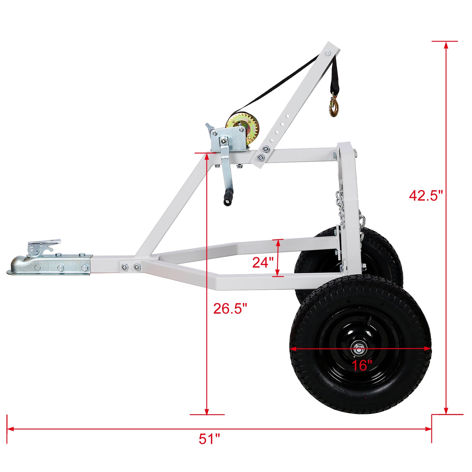 ATV Log Skidding Arch - 1000-Lb. Capacity,16.5in penumatic tire