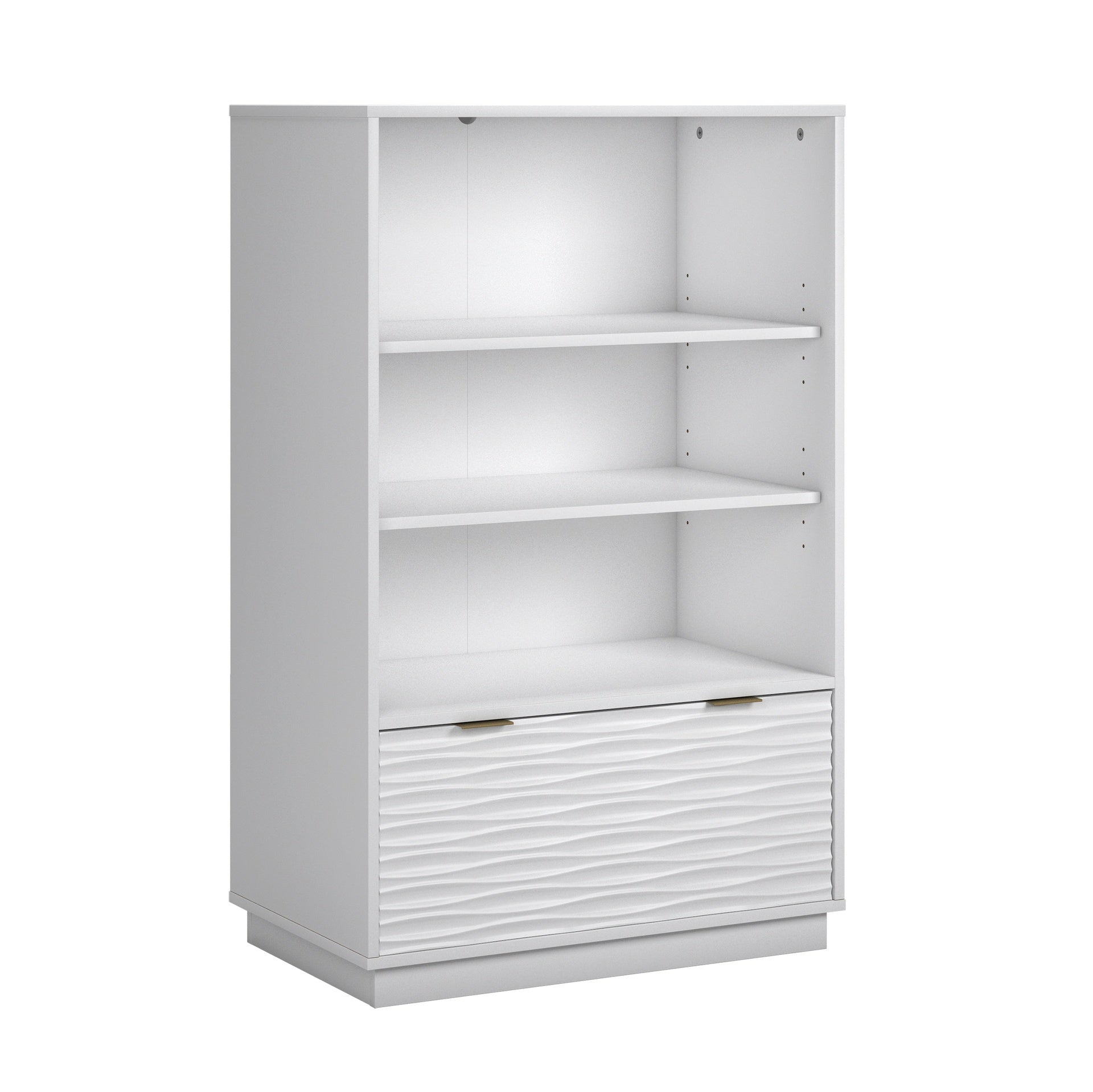 Coastal Bookcase With Lower Drawer, White finish