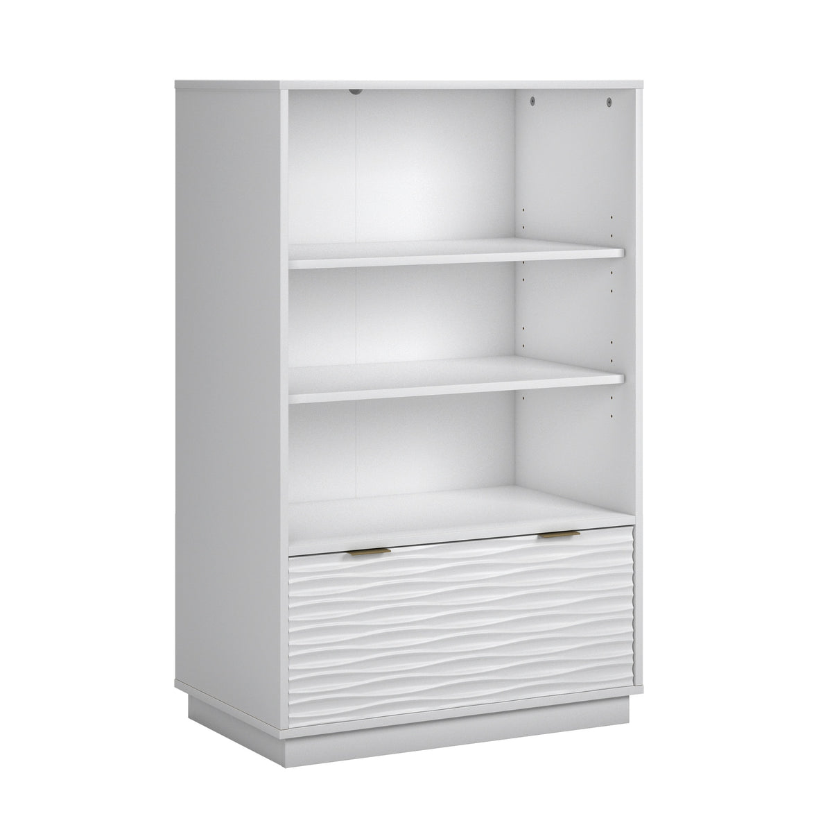 Coastal Bookcase With Lower Drawer, White finish