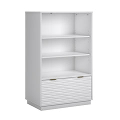 Coastal Bookcase With Lower Drawer, White finish