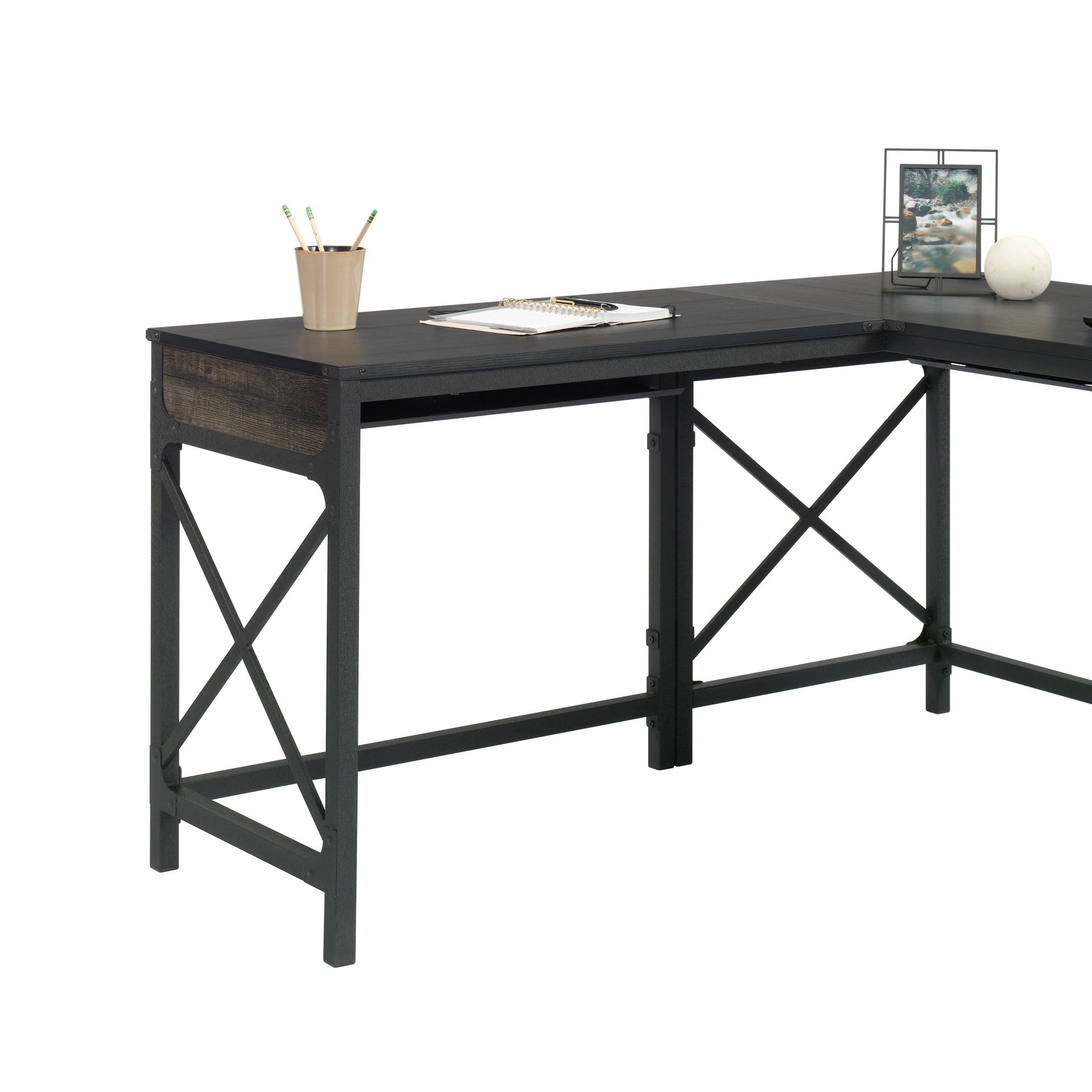 Desk Return 36" with Expanded Workspace, Brown finish