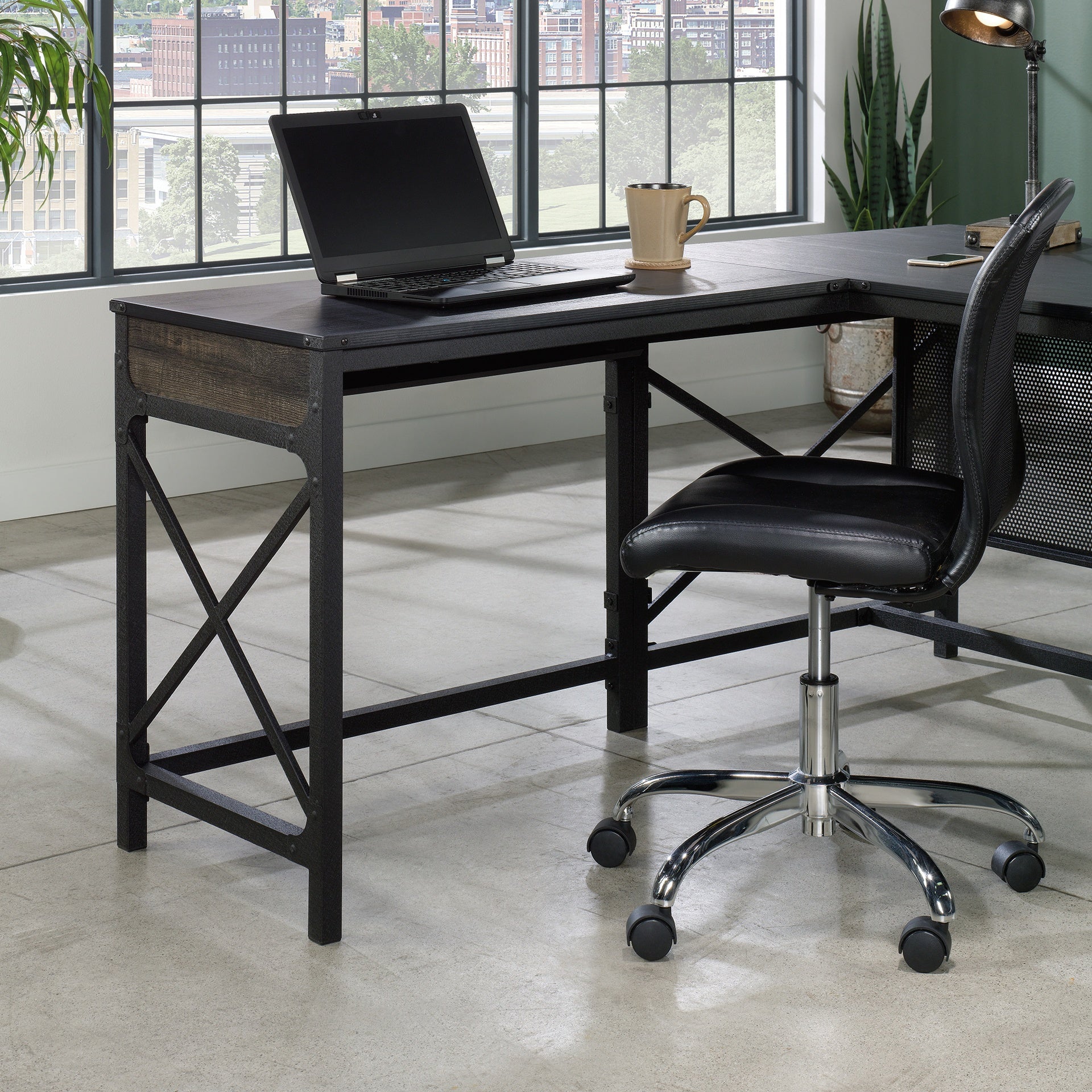 Desk Return 36" with Expanded Workspace, Brown finish